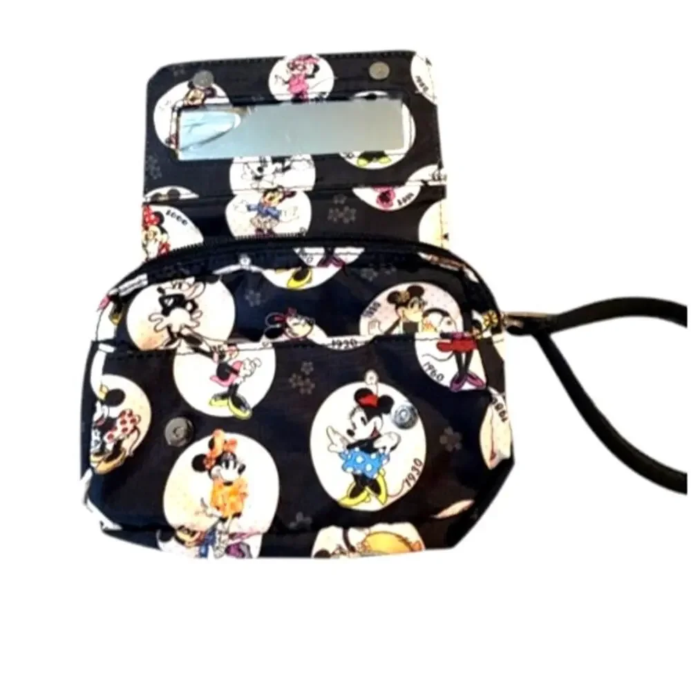 LeSportsac Disney Minnie Mouse Wallet Wristlet Black Pink Zip Pouch RARE